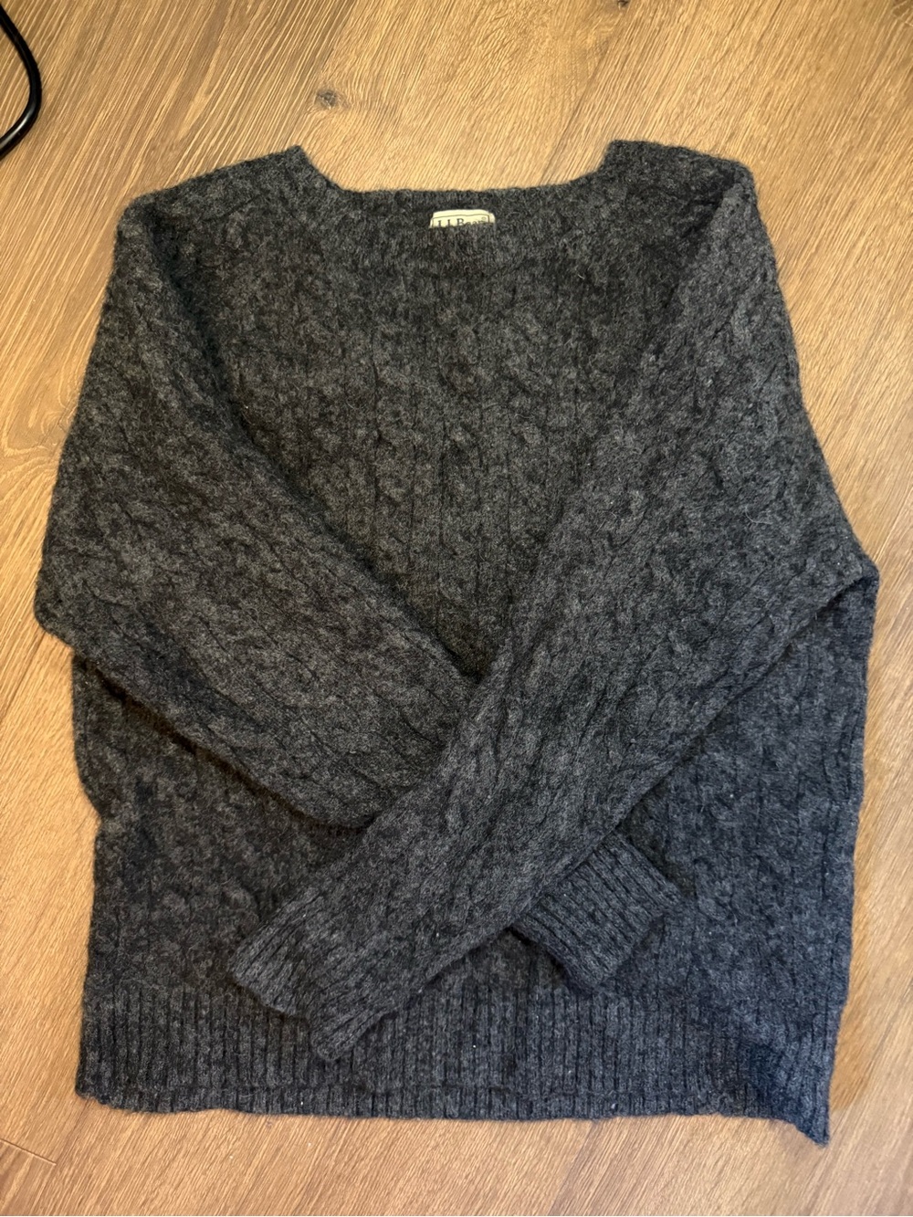 Vintage 100% Shetland L.L. Bean Dark Gray Wool Crewneck Sweater